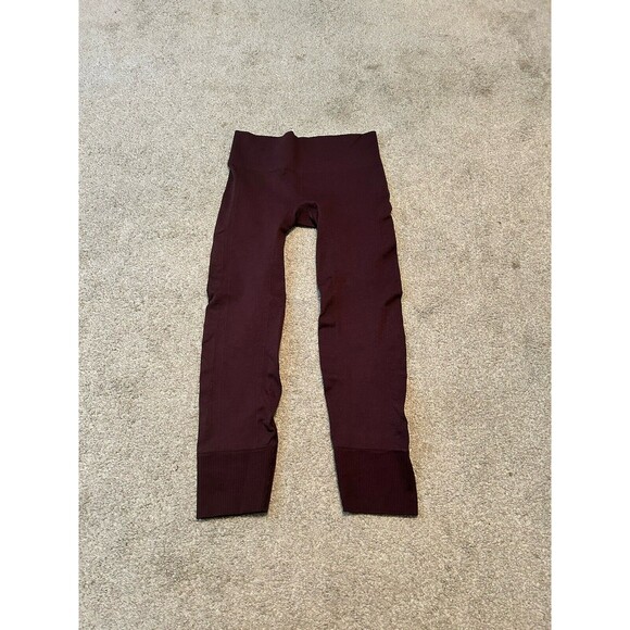 Lululemon Zone In Crop Legging‎ High Rise Seamless Burgundy Women's 10 - Picture 1 of 8